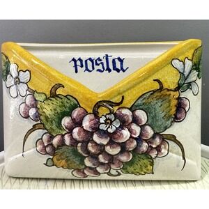 Deruta Italian Pottery Ceramic Letter/Mail Holder/Planter Original Handpainted